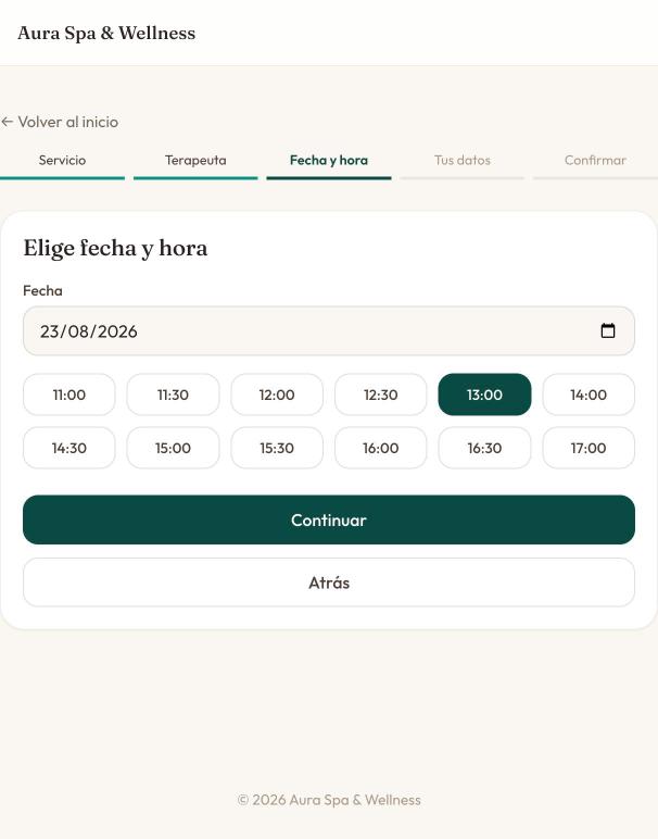 La misma reserva en un teléfono.